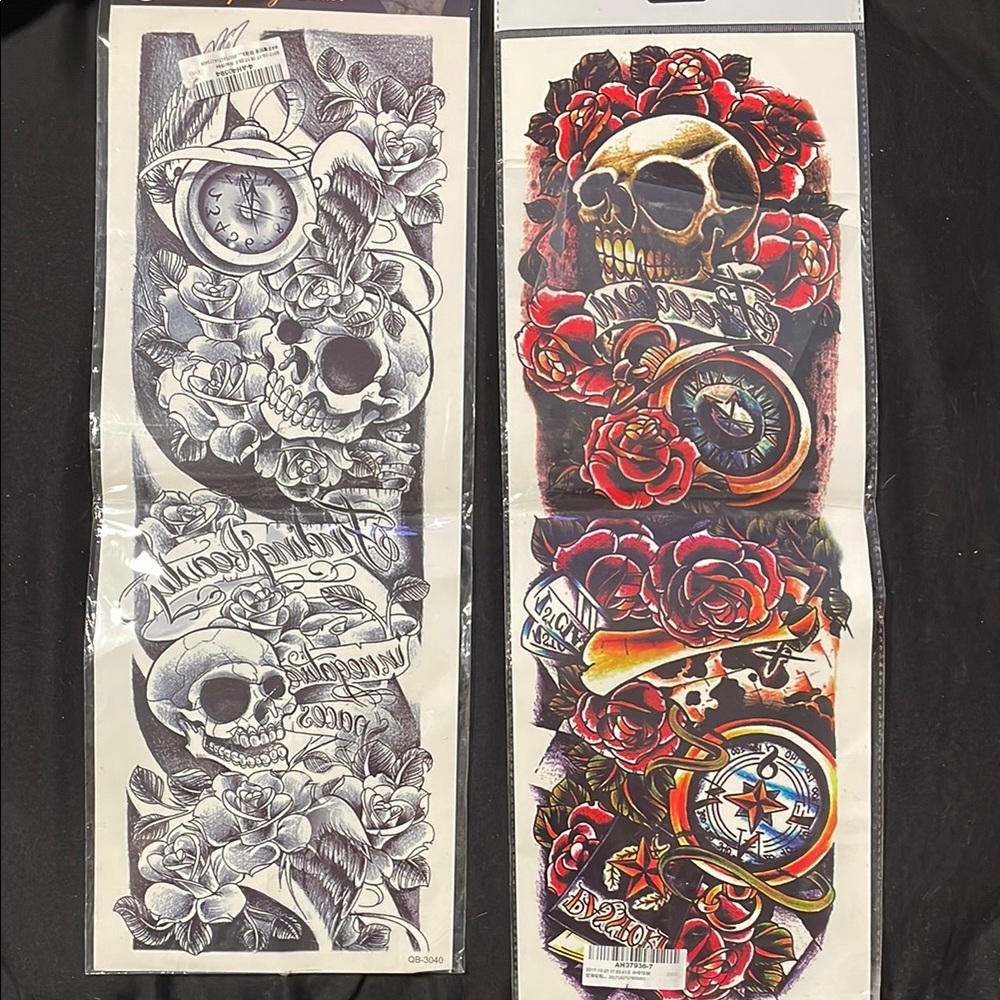 Tattoo Design Sheets with Skulls and Roses